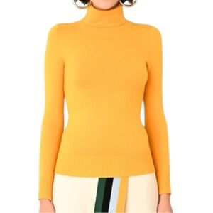 J. Crew Orange soft 100% Cashmere fold-over turtleneck sweater Women's Size S